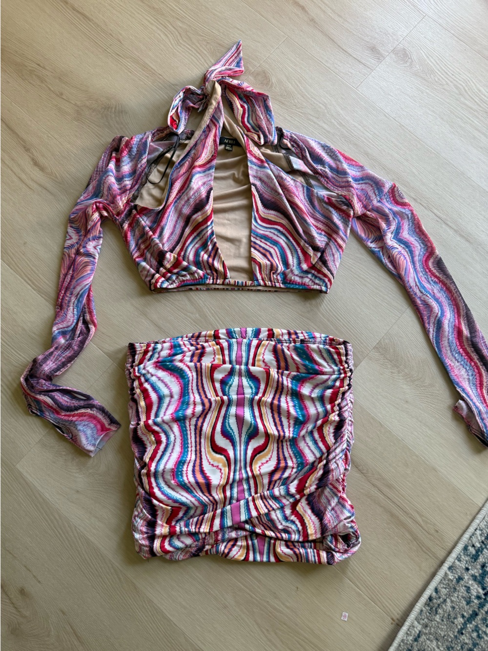 AFRM Cordelia crop top & matching skirt set